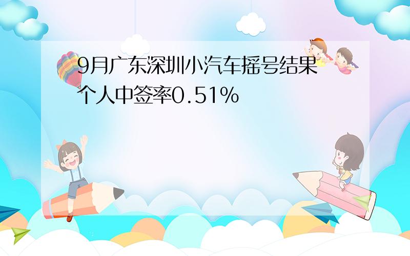 9月广东深圳小汽车摇号结果 个人中签率0.51%