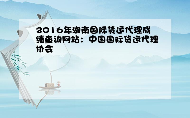 2016年湖南国际货运代理成绩查询网站：中国国际货运代理协会