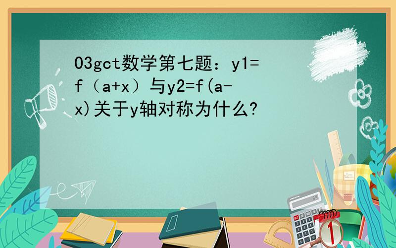 03gct数学第七题：y1=f（a+x）与y2=f(a-x)关于y轴对称为什么?