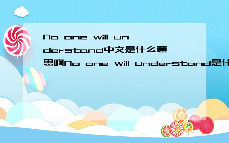 No one will understand中文是什么意思啊No one will understand是什么意思