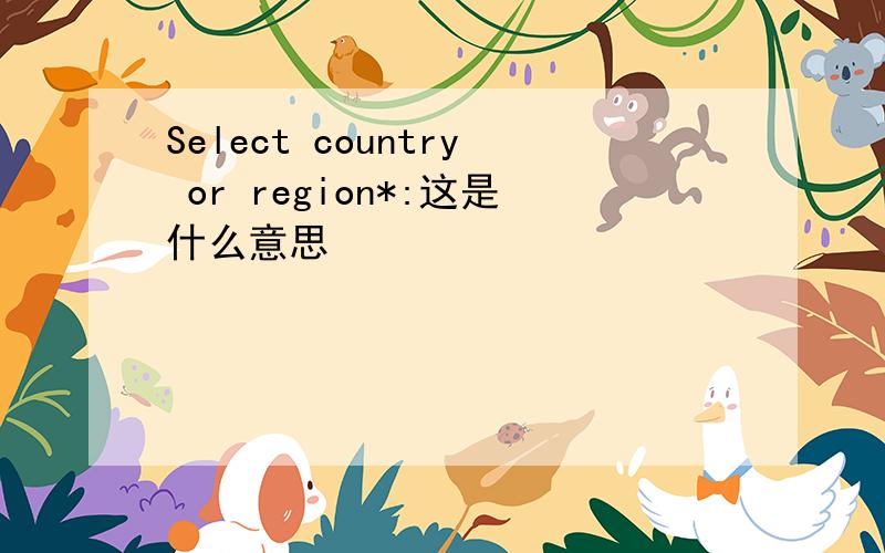 Select country or region*:这是什么意思