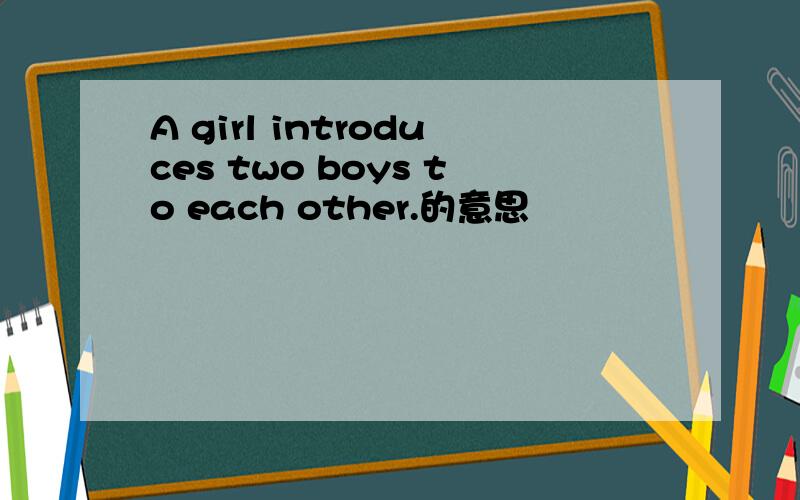 A girl introduces two boys to each other.的意思