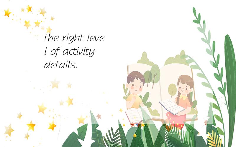 the right level of activity details.