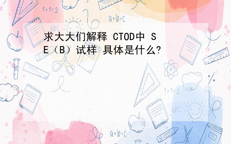 求大大们解释 CTOD中 SE（B）试样 具体是什么?