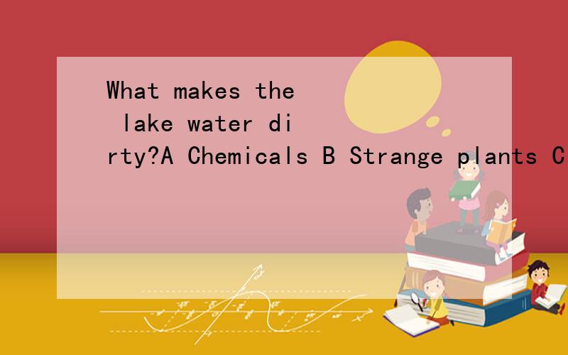 What makes the lake water dirty?A Chemicals B Strange plants C Rainwater D Both A and B正确该选哪个.请分析一下,