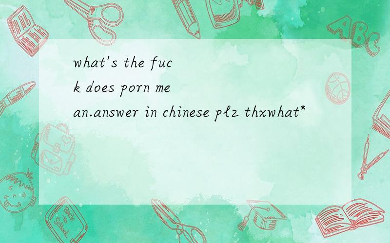 what's the fuck does porn mean.answer in chinese plz thxwhat*