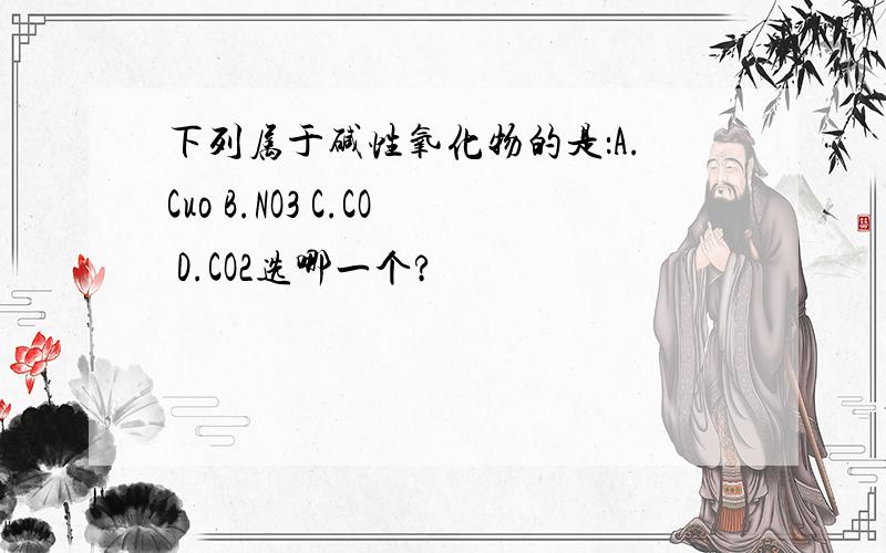 下列属于碱性氧化物的是：A.Cuo B.NO3 C.CO D.CO2选哪一个?