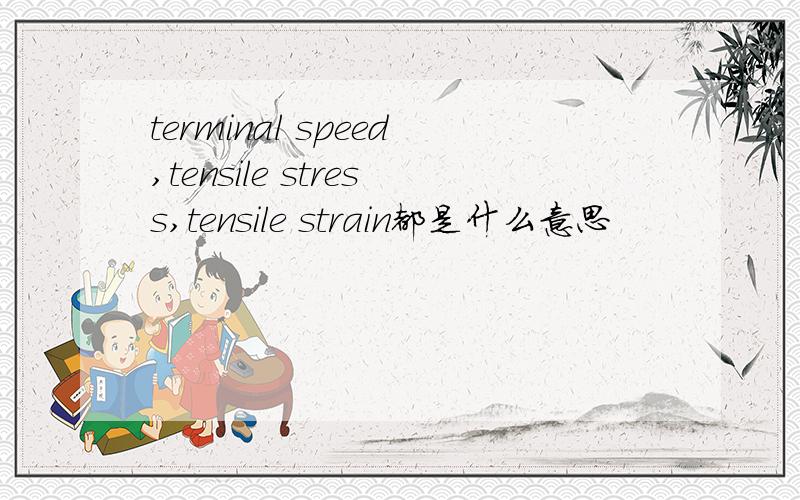 terminal speed,tensile stress,tensile strain都是什么意思