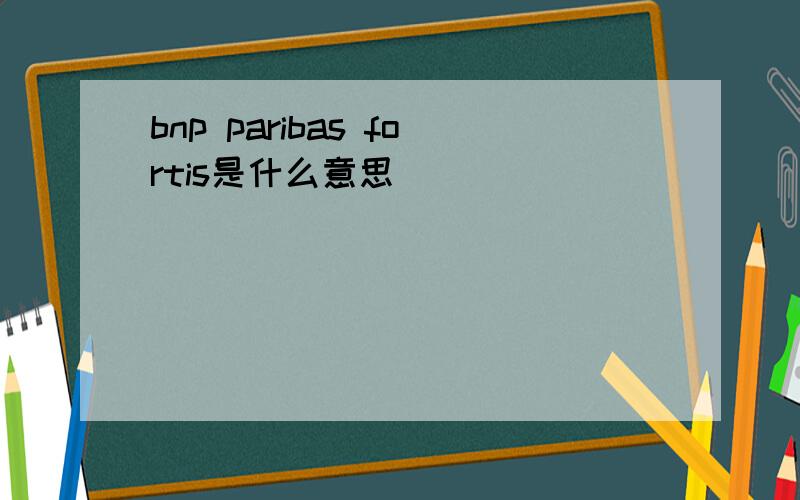 bnp paribas fortis是什么意思