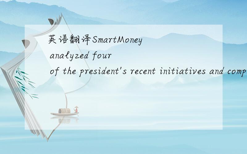 英语翻译SmartMoney analyzed four of the president's recent initiatives and compared them to analogous policies in Europe.