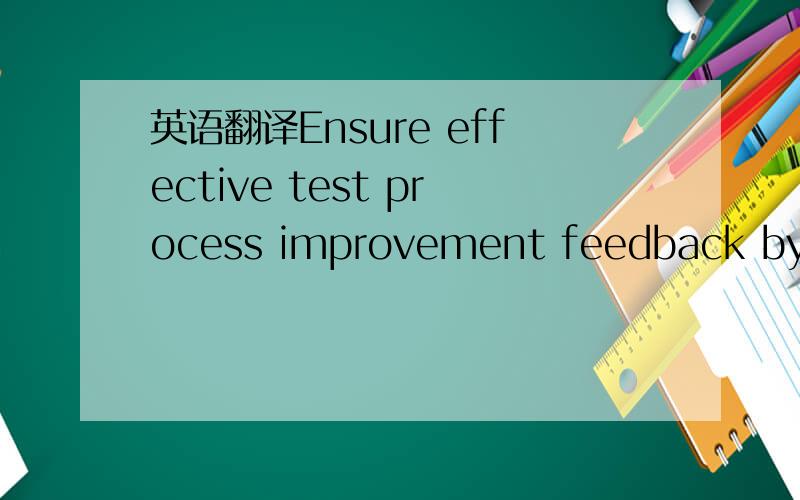 英语翻译Ensure effective test process improvement feedback by providing information back to process improvement groups .关于职位介绍的,不是很懂，不通顺啊