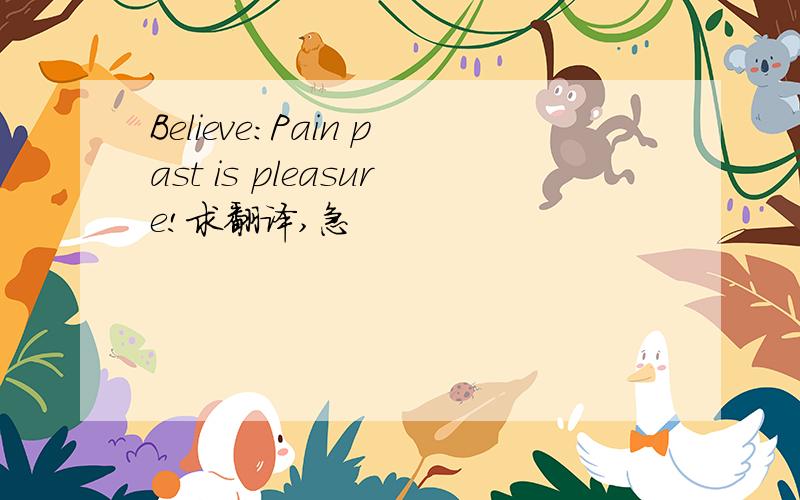 Believe:Pain past is pleasure!求翻译,急