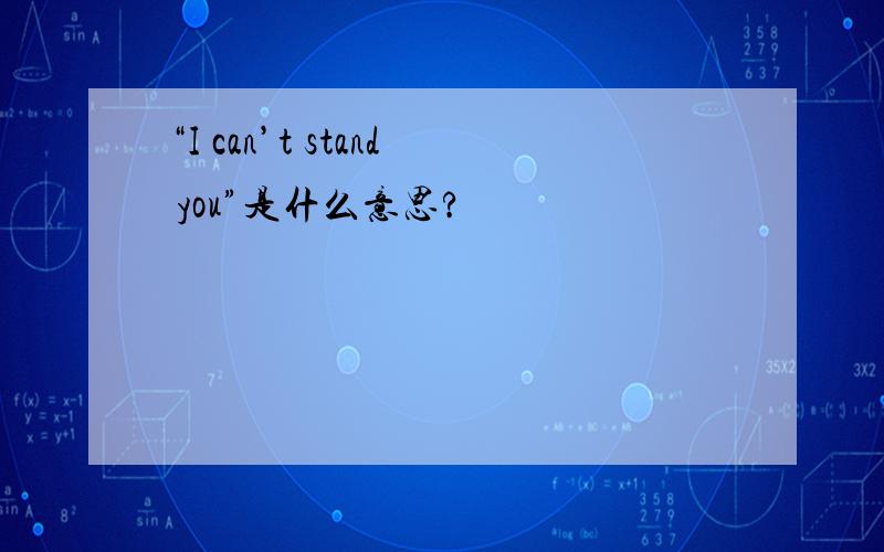 “I can’t stand you”是什么意思?