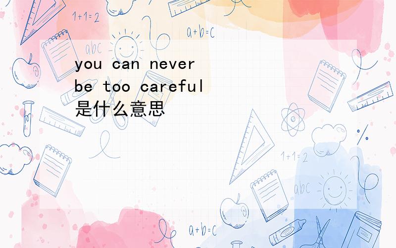 you can never be too careful是什么意思