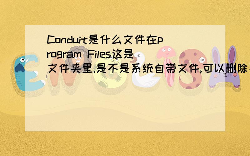 Conduit是什么文件在program Files这是文件夹里,是不是系统自带文件,可以删除不