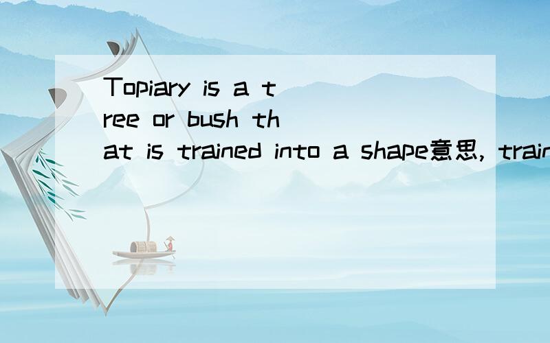 Topiary is a tree or bush that is trained into a shape意思, train into 意思.谢谢