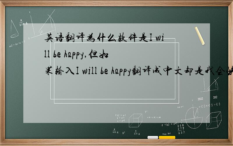 英语翻译为什么软件是I will be happy,但如果输入I will be happy翻译成中文却是我会快乐的,到底译成英文是什么