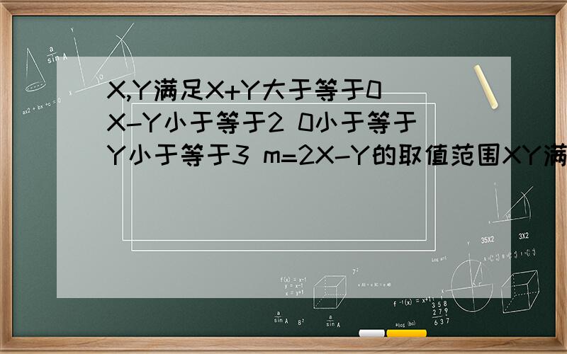 X,Y满足X+Y大于等于0 X-Y小于等于2 0小于等于Y小于等于3 m=2X-Y的取值范围XY满足X+Y大于等于0 X-Y小于等于2 0小于等于Y小于等于3 m=2X-Y的取值范围