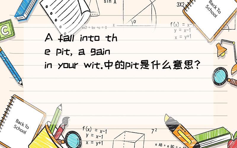 A fall into the pit, a gain in your wit.中的pit是什么意思?