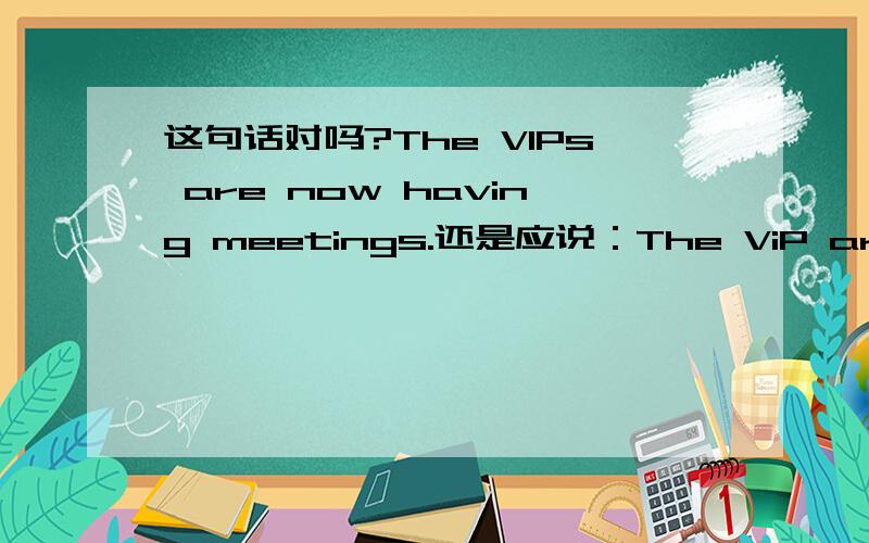 这句话对吗?The VIPs are now having meetings.还是应说：The ViP are now having meetings.