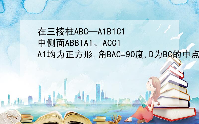 在三棱柱ABC—A1B1C1中侧面ABB1A1、ACC1A1均为正方形,角BAC=90度,D为BC的中点,求证A1B平行ADC1,求证C1A垂直B1C