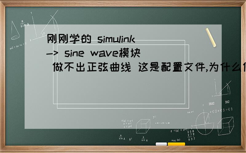 刚刚学的 simulink -> sine wave模块 做不出正弦曲线 这是配置文件,为什么做不出正弦曲线?sine wave 直接连的 scope 为什么不是正弦曲线