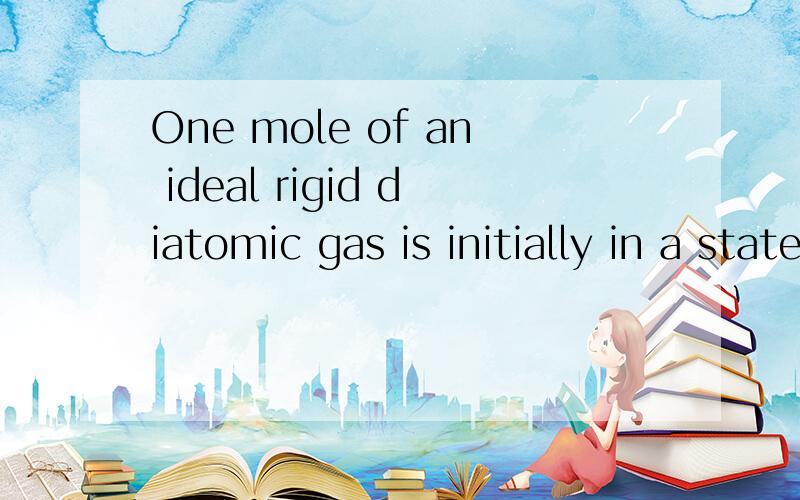 One mole of an ideal rigid diatomic gas is initially in a state A at atmospheric pressure and temperature TA = 27 ºC.It is first heated isochorically to a state B where the pressure is twice that in state A.The gas then undergoes an isothermal e