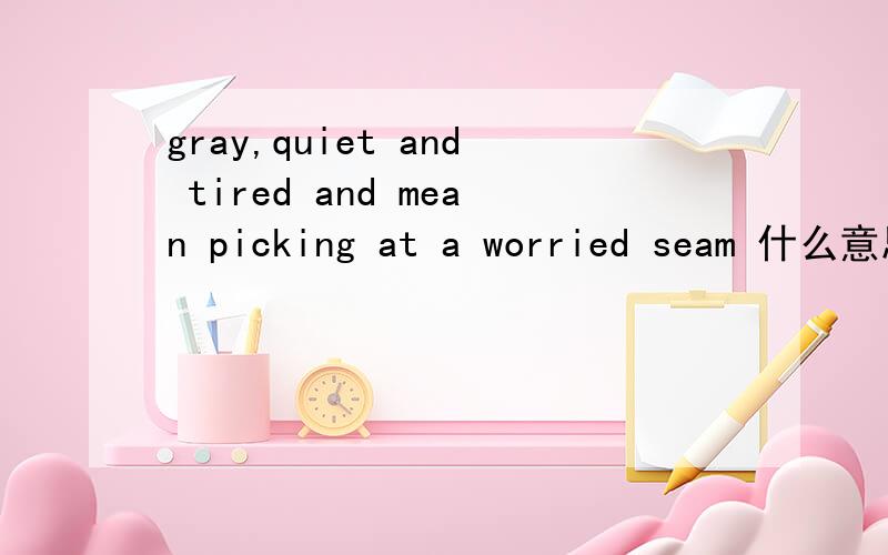 gray,quiet and tired and mean picking at a worried seam 什么意思啊