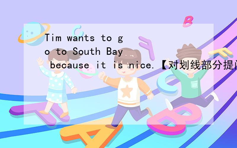 Tim wants to go to South Bay because it is nice.【对划线部分提问】格式：----- -----Tim want to go to South Bay?急丫!