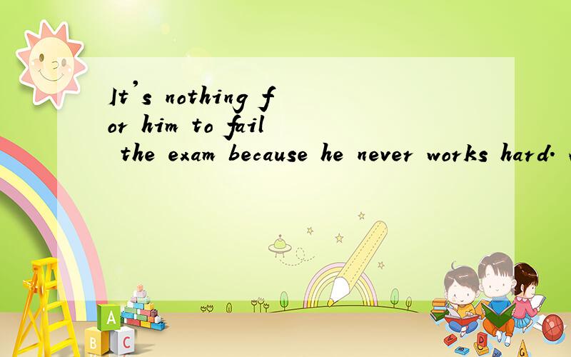 It's nothing for him to fail the exam because he never works hard. A.surprise B.surprises C.surpris