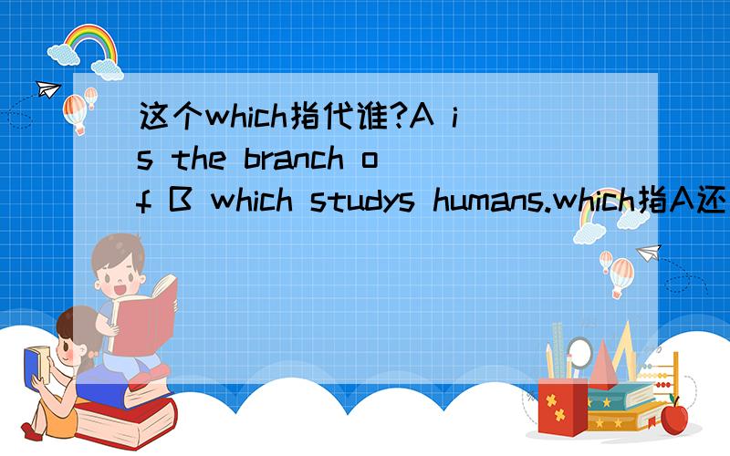 这个which指代谁?A is the branch of B which studys humans.which指A还是B?还是要根据具体语境?