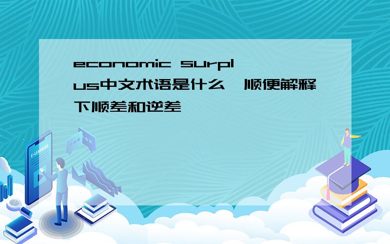 economic surplus中文术语是什么,顺便解释下顺差和逆差