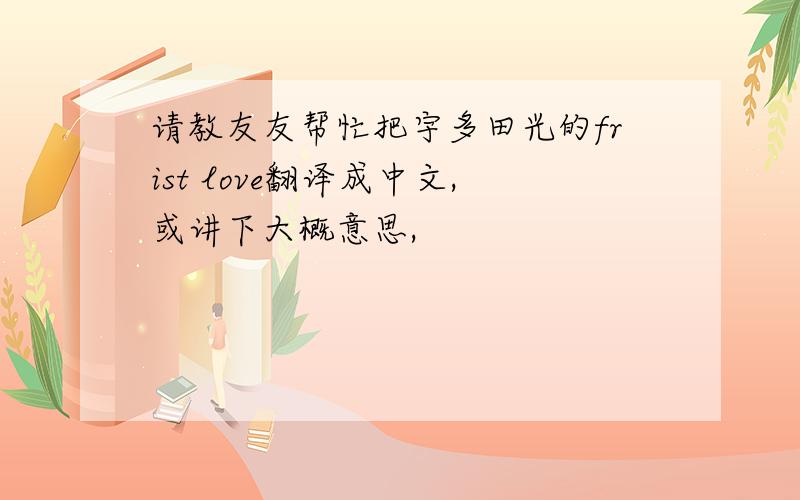 请教友友帮忙把宇多田光的frist love翻译成中文,或讲下大概意思,