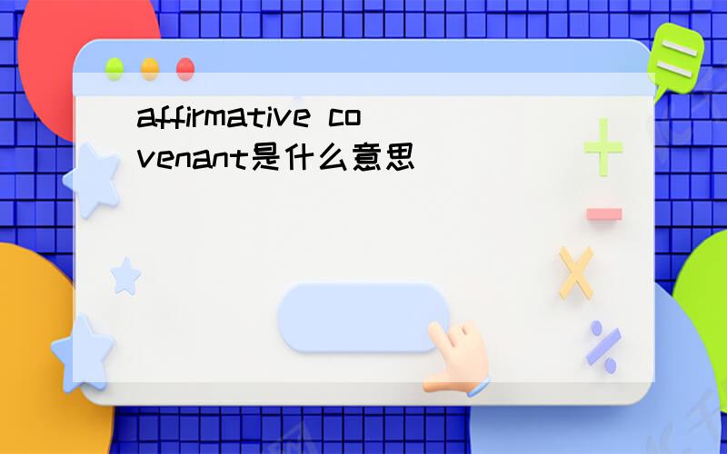 affirmative covenant是什么意思