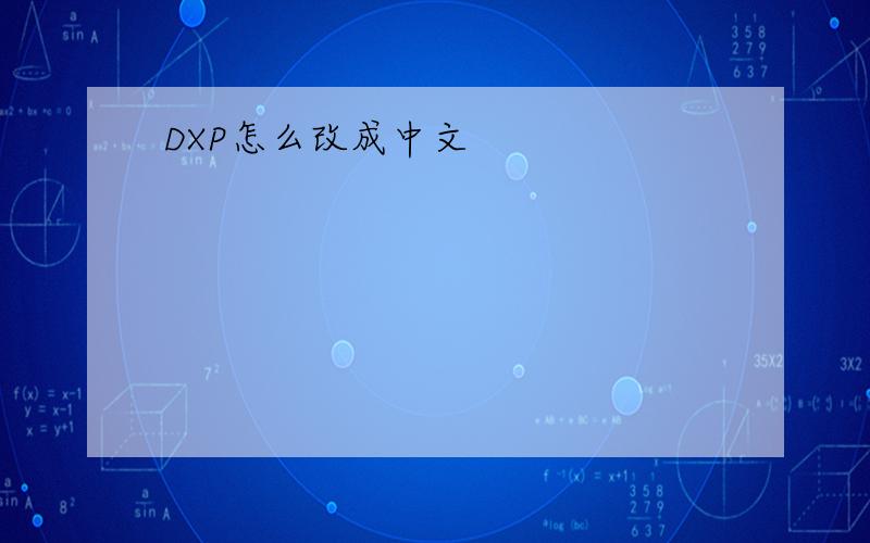 DXP怎么改成中文