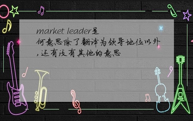 market leader是何意思除了翻译为领导地位以外,还有没有其他的意思