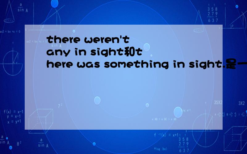 there weren't any in sight和there was something in sight.是一个意思么?