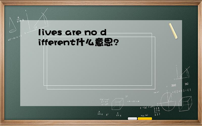 lives are no different什么意思?