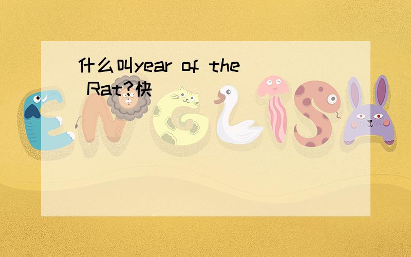 什么叫year of the Rat?快