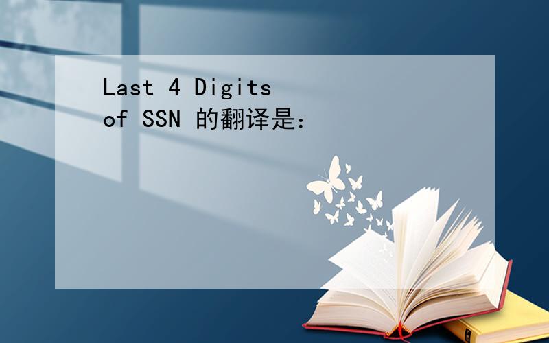 Last 4 Digits of SSN 的翻译是：