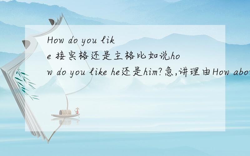 How do you like 接宾格还是主格比如说how do you like he还是him?急,讲理由How about he or him?