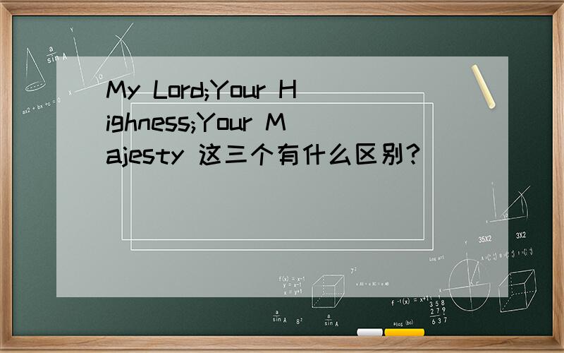 My Lord;Your Highness;Your Majesty 这三个有什么区别?