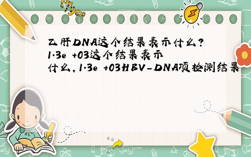 乙肝DNA这个结果表示什么?1.3e +03这个结果表示什么,1.3e +03HBV-DNA项检测结果
