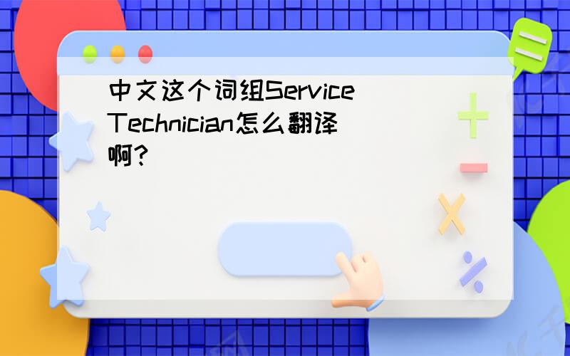 中文这个词组Service Technician怎么翻译啊?