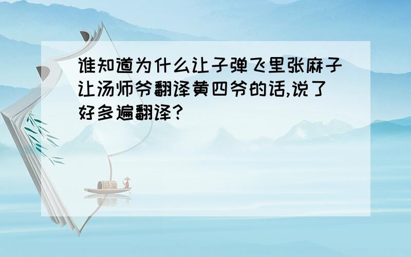 谁知道为什么让子弹飞里张麻子让汤师爷翻译黄四爷的话,说了好多遍翻译?