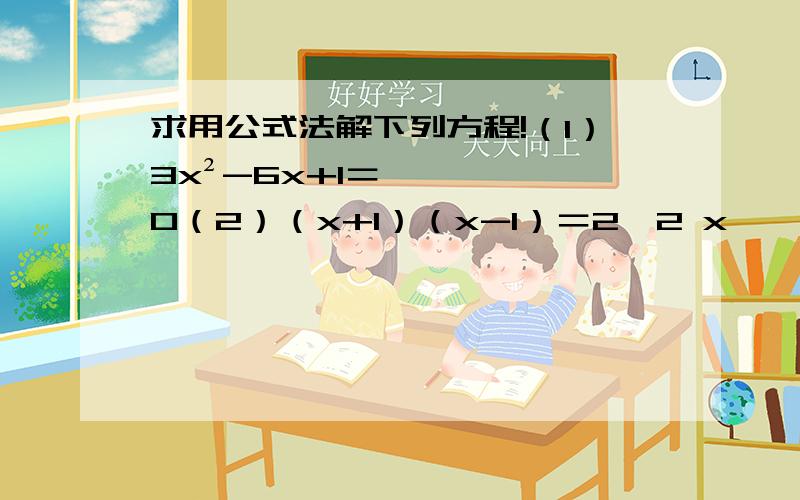 求用公式法解下列方程!（1）3x²-6x+1＝0（2）（x+1）（x-1）＝2√2 x