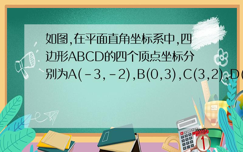 如图,在平面直角坐标系中,四边形ABCD的四个顶点坐标分别为A(-3,-2),B(0,3),C(3,2),D(0,-3).四边形ABCD是不是平行四边形?请给出证明.
