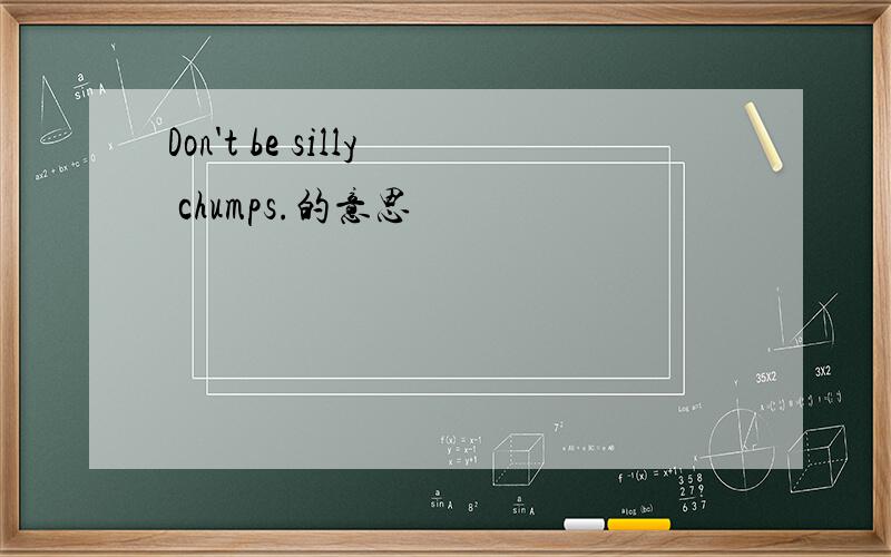 Don't be silly chumps.的意思