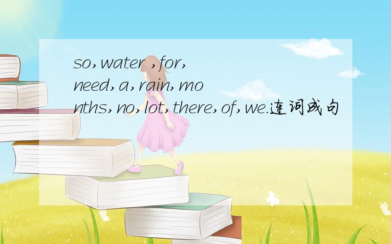 so,water ,for,need,a,rain,months,no,lot,there,of,we.连词成句