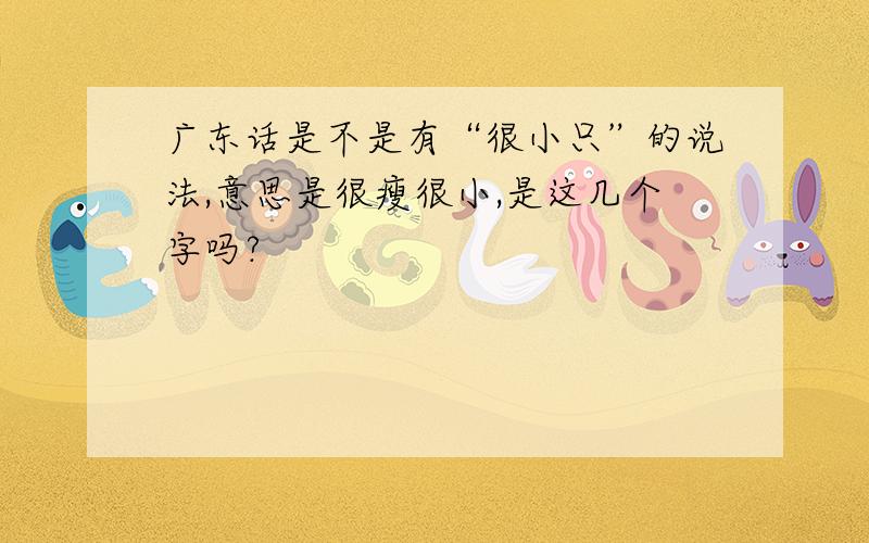 广东话是不是有“很小只”的说法,意思是很瘦很小,是这几个字吗?